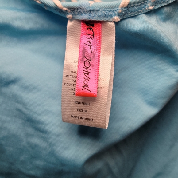 Betsey Johnson Blue & White Scalloped One-Piece Swimsuit Pimup Swim Size Medium - Picture 9 of 10